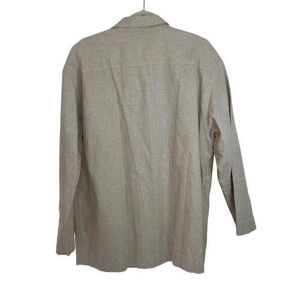 Chaus Vintage 80s Womens Blazer Size Large Tan Long Sleeve Pockets Linen - Picture 2 of 10